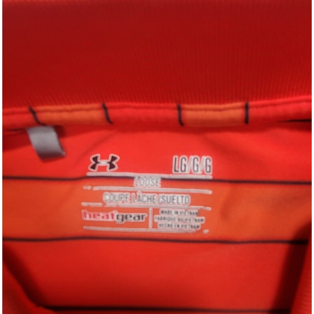 Under Armour Men's Polo Shirt Large Orange HeatGear US Open Golf‎ Loose Fit - Picture 4 of 10